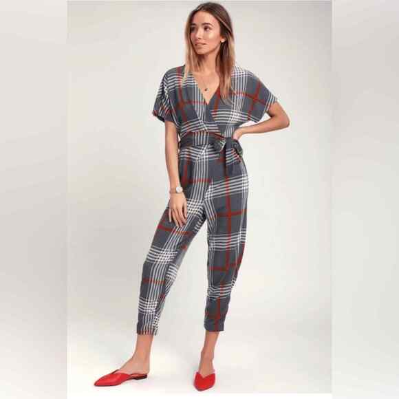 LUSH plaid print jumpsuit size small - Picture 1 of 9